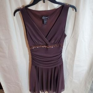 Connected Brown Chiffon Fit Flare Cocktail Dress Women's 6